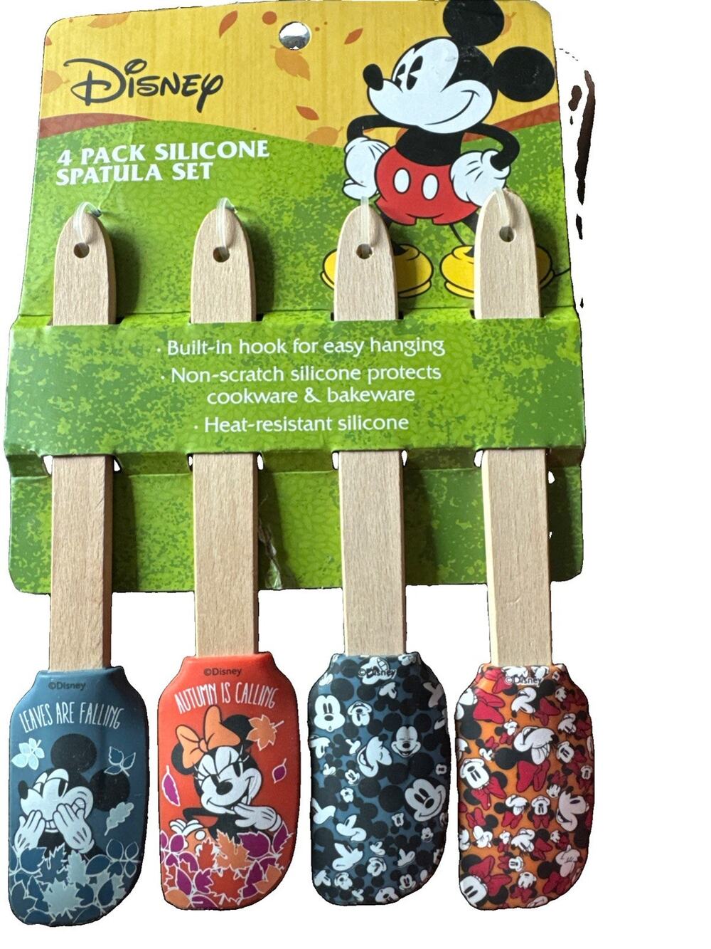DISNEY'S MICKEY MOUSE 4 Pack Assorted Silicone Spatula Set Brand New